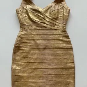 20+ Gold Herve Leger Bandage Dress